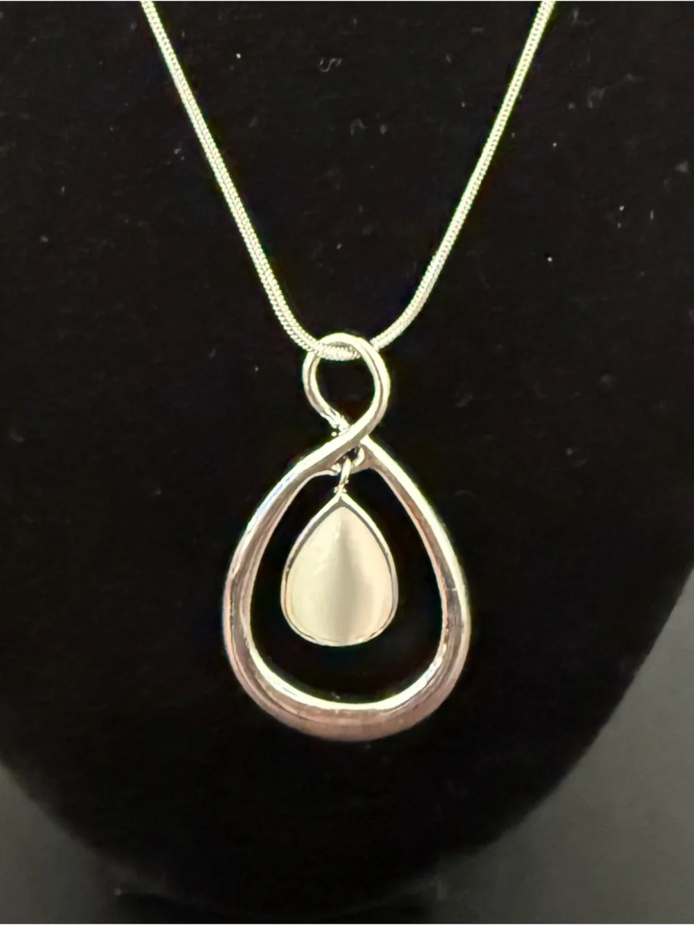 Infinity Style Teardrop Pendant Necklace